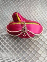 Rani Pink Maharashtrian Wedding Feta with Kundan Brooch & Pearl Ornament